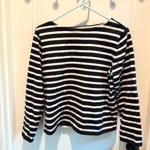 J. Crew Nautical Black/White Striped Boatneck Shirt, Size Small